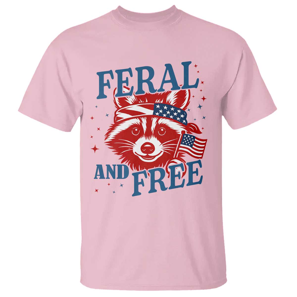 funny-feral-and-free-raccoon-t-shirt-patriotic-bandana-animal-4th-of-july-us-flag