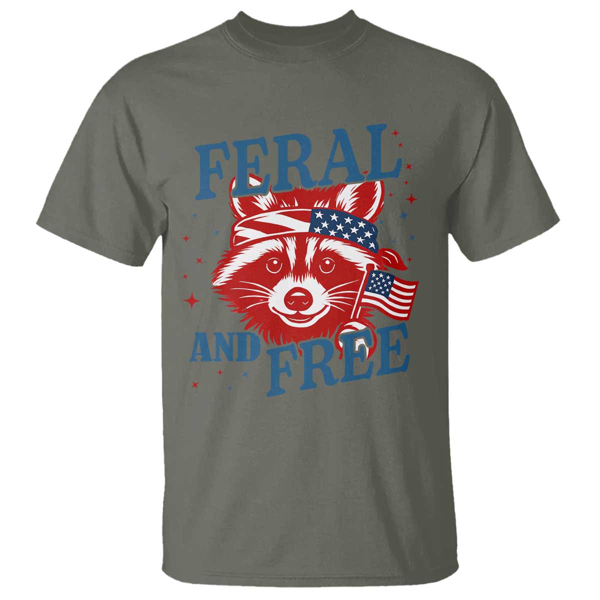 funny-feral-and-free-raccoon-t-shirt-patriotic-bandana-animal-4th-of-july-us-flag