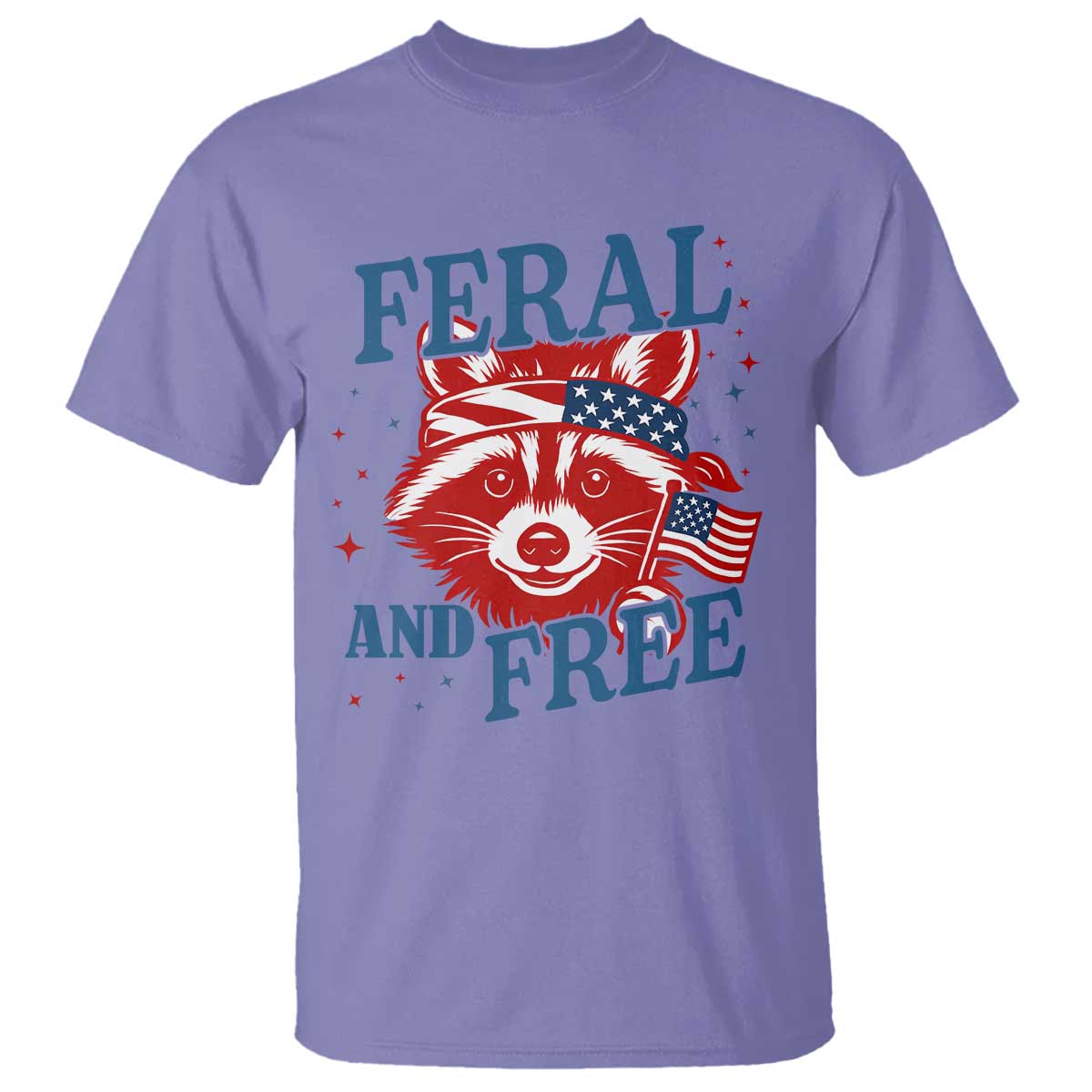 funny-feral-and-free-raccoon-t-shirt-patriotic-bandana-animal-4th-of-july-us-flag