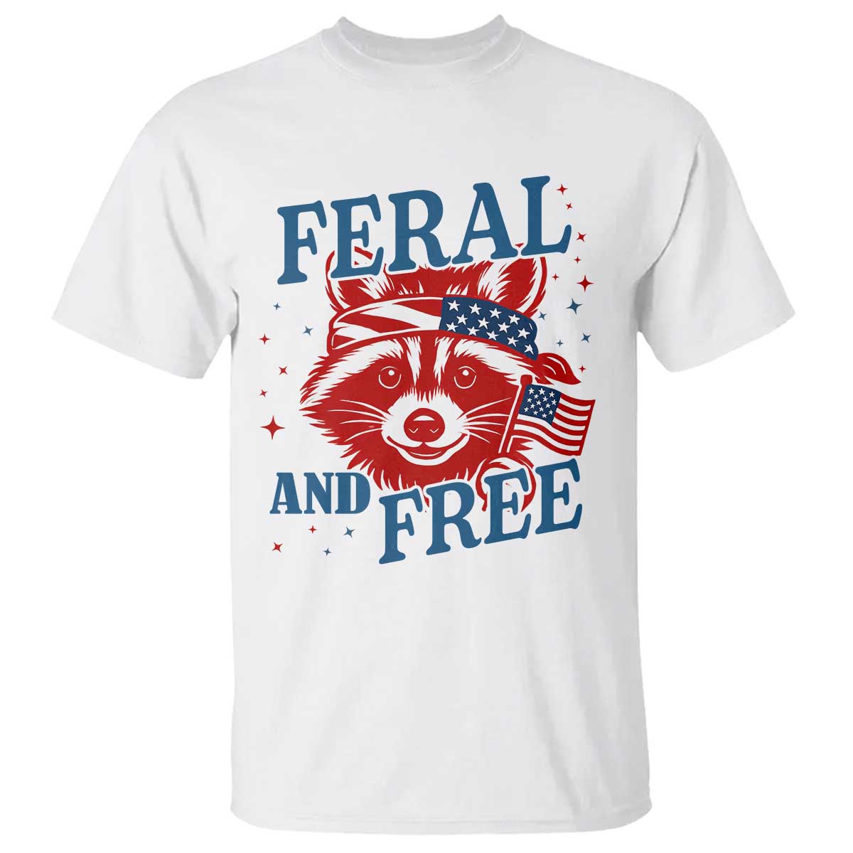 funny-feral-and-free-raccoon-t-shirt-patriotic-bandana-animal-4th-of-july-us-flag