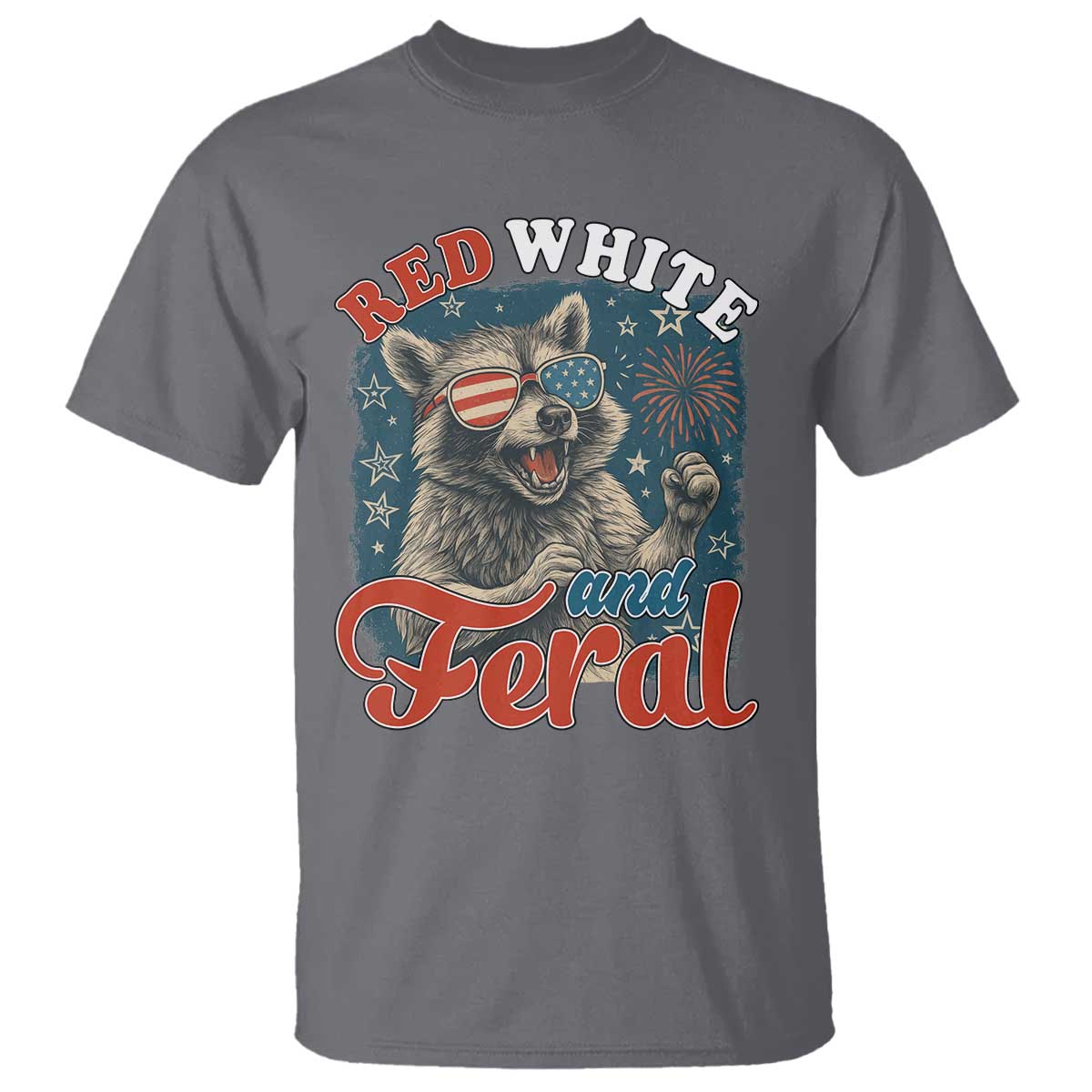 red-white-and-feral-raccoon-t-shirt-funny-patriotic-fireworks-wild-4th-of-july-vibes