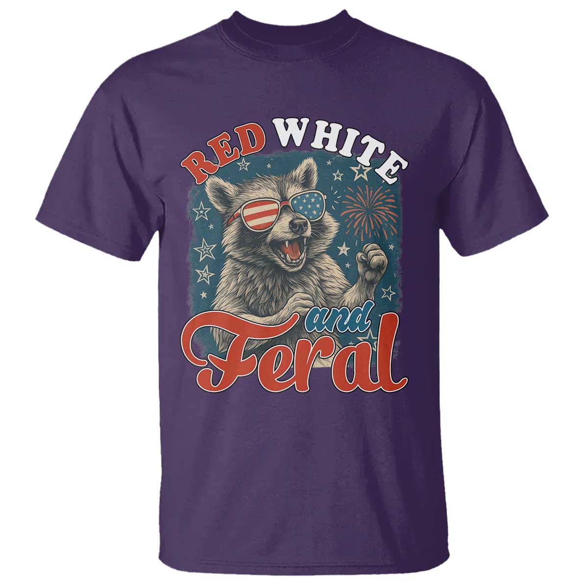 red-white-and-feral-raccoon-t-shirt-funny-patriotic-fireworks-wild-4th-of-july-vibes