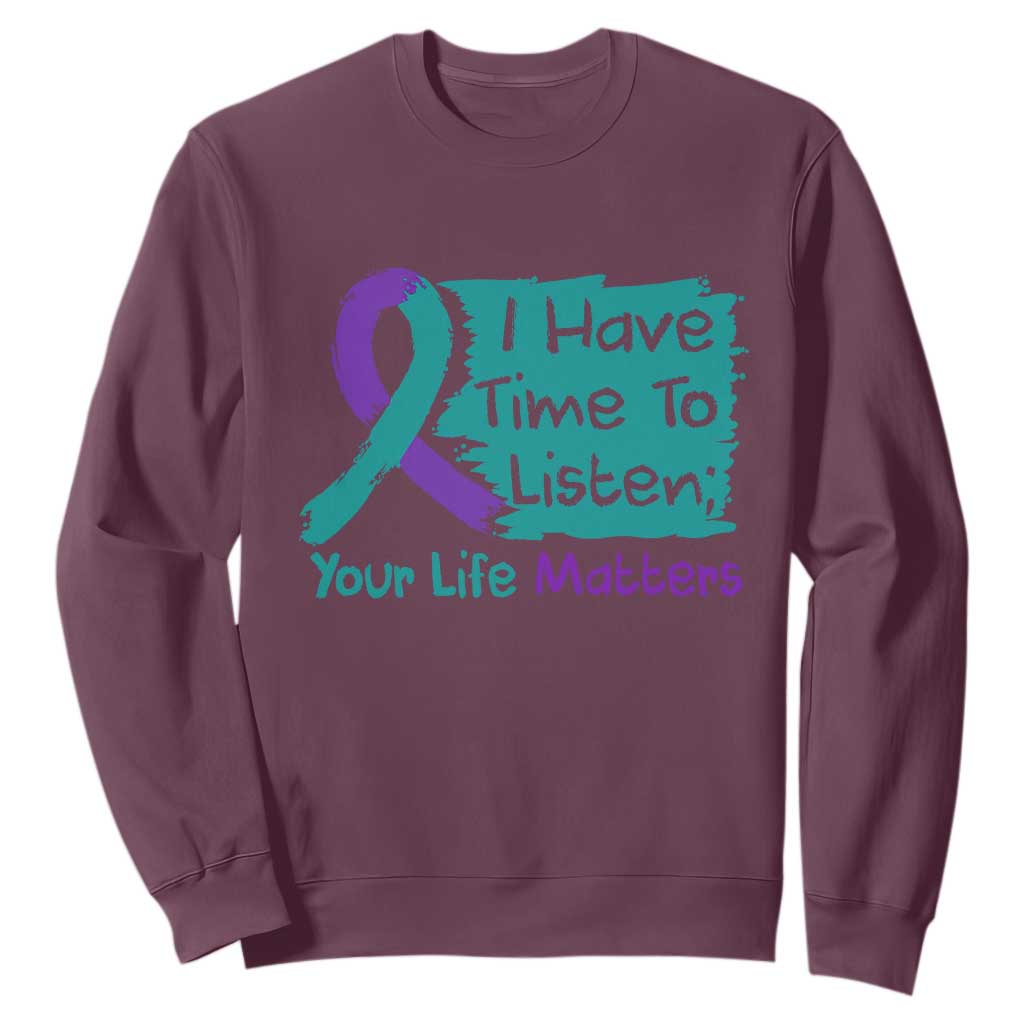 Choose To Keep Going Semicolon Flower Graphic Sweatshirt Suicide Prevention Mental Health Support