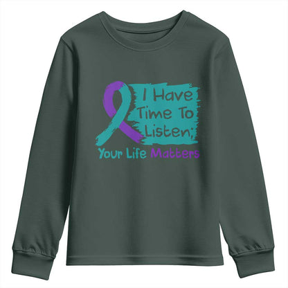 Choose To Keep Going Semicolon Flower Graphic Youth Sweatshirt Suicide Prevention Mental Health Support
