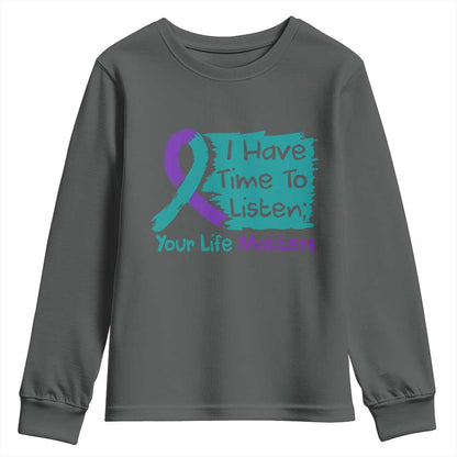 Choose To Keep Going Semicolon Flower Graphic Youth Sweatshirt Suicide Prevention Mental Health Support