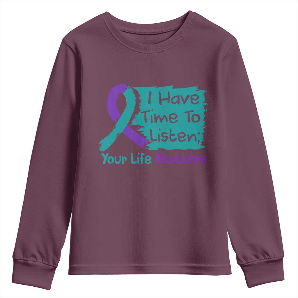 Choose To Keep Going Semicolon Flower Graphic Youth Sweatshirt Suicide Prevention Mental Health Support