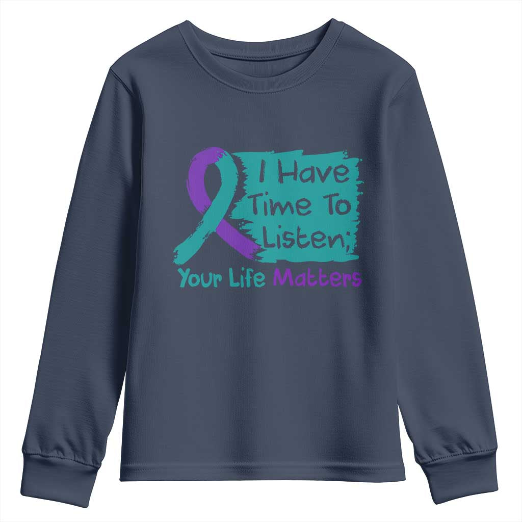 Choose To Keep Going Semicolon Flower Graphic Youth Sweatshirt Suicide Prevention Mental Health Support