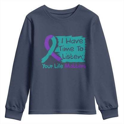 Choose To Keep Going Semicolon Flower Graphic Youth Sweatshirt Suicide Prevention Mental Health Support