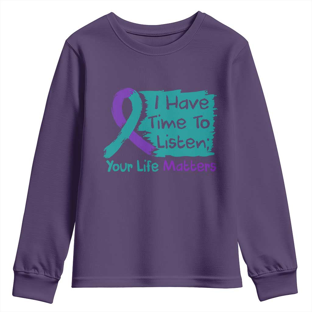 Choose To Keep Going Semicolon Flower Graphic Youth Sweatshirt Suicide Prevention Mental Health Support