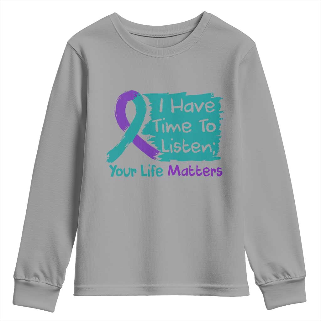 Choose To Keep Going Semicolon Flower Graphic Youth Sweatshirt Suicide Prevention Mental Health Support