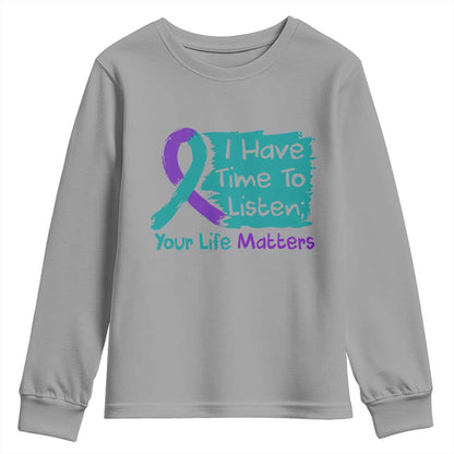 Choose To Keep Going Semicolon Flower Graphic Youth Sweatshirt Suicide Prevention Mental Health Support