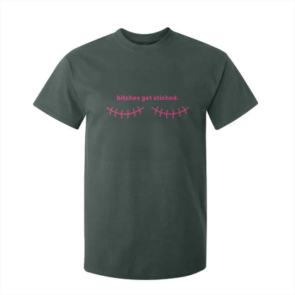 Funny Mastectomy Reconstruction Surgery T Shirt For Kid Bitches Get Stitches Breast Cancer Support