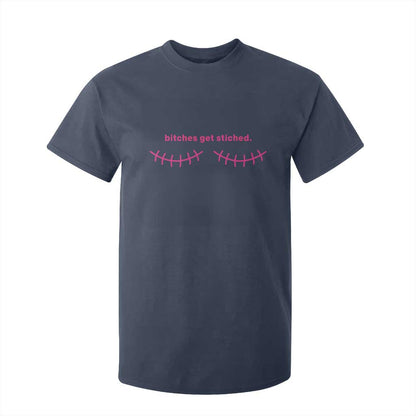 Funny Mastectomy Reconstruction Surgery T Shirt For Kid Bitches Get Stitches Breast Cancer Support