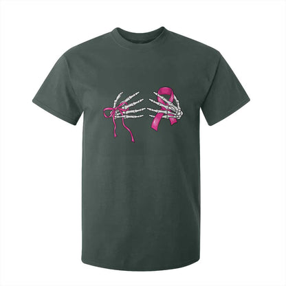 Skeleton Hands Pink Ribbon Bra Breast Cancer Fighter T Shirt For Kid Funny Halloween Spooky Pink Warrior
