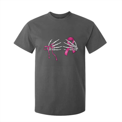 Skeleton Hands Pink Ribbon Bra Breast Cancer Fighter T Shirt For Kid Funny Halloween Spooky Pink Warrior