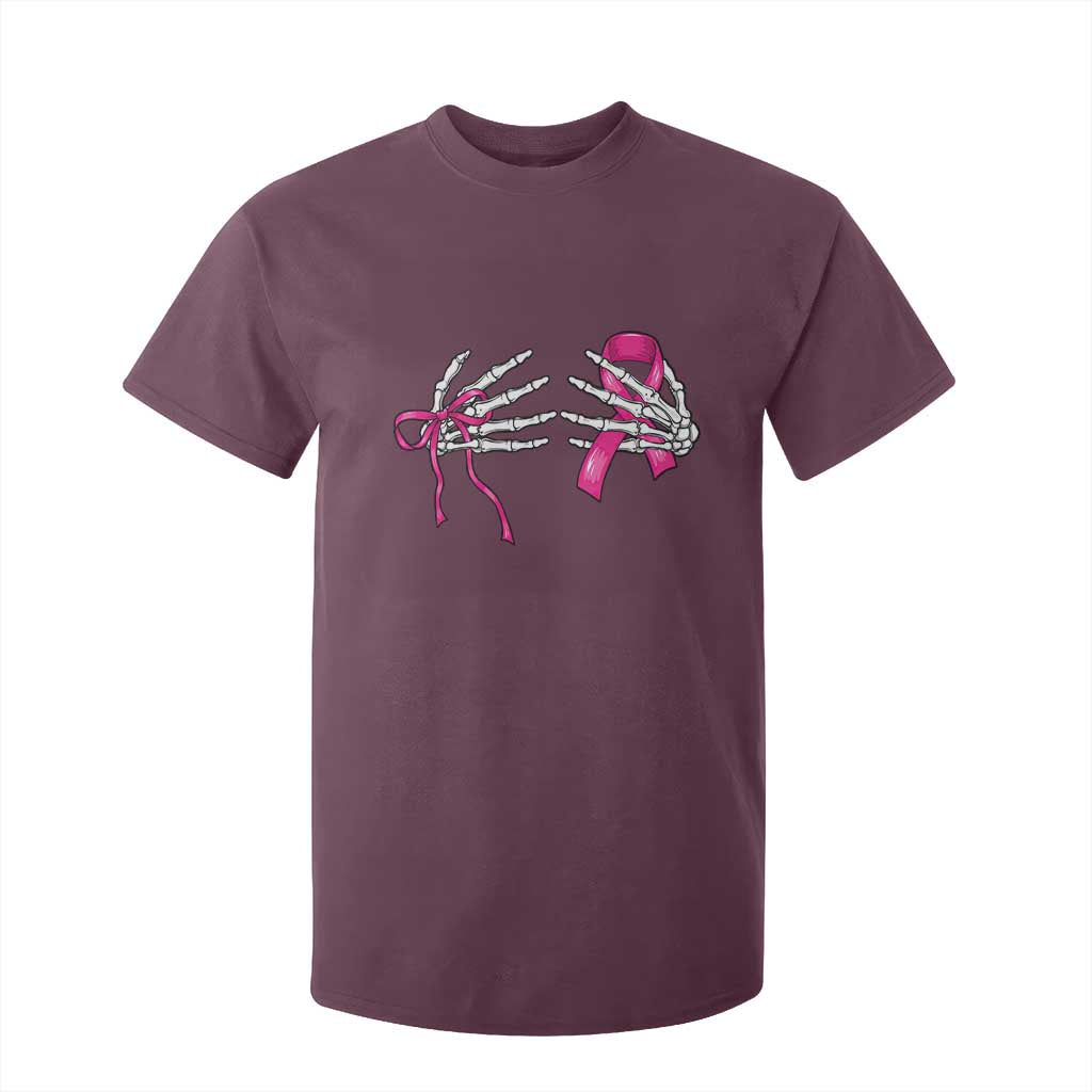 Skeleton Hands Pink Ribbon Bra Breast Cancer Fighter T Shirt For Kid Funny Halloween Spooky Pink Warrior