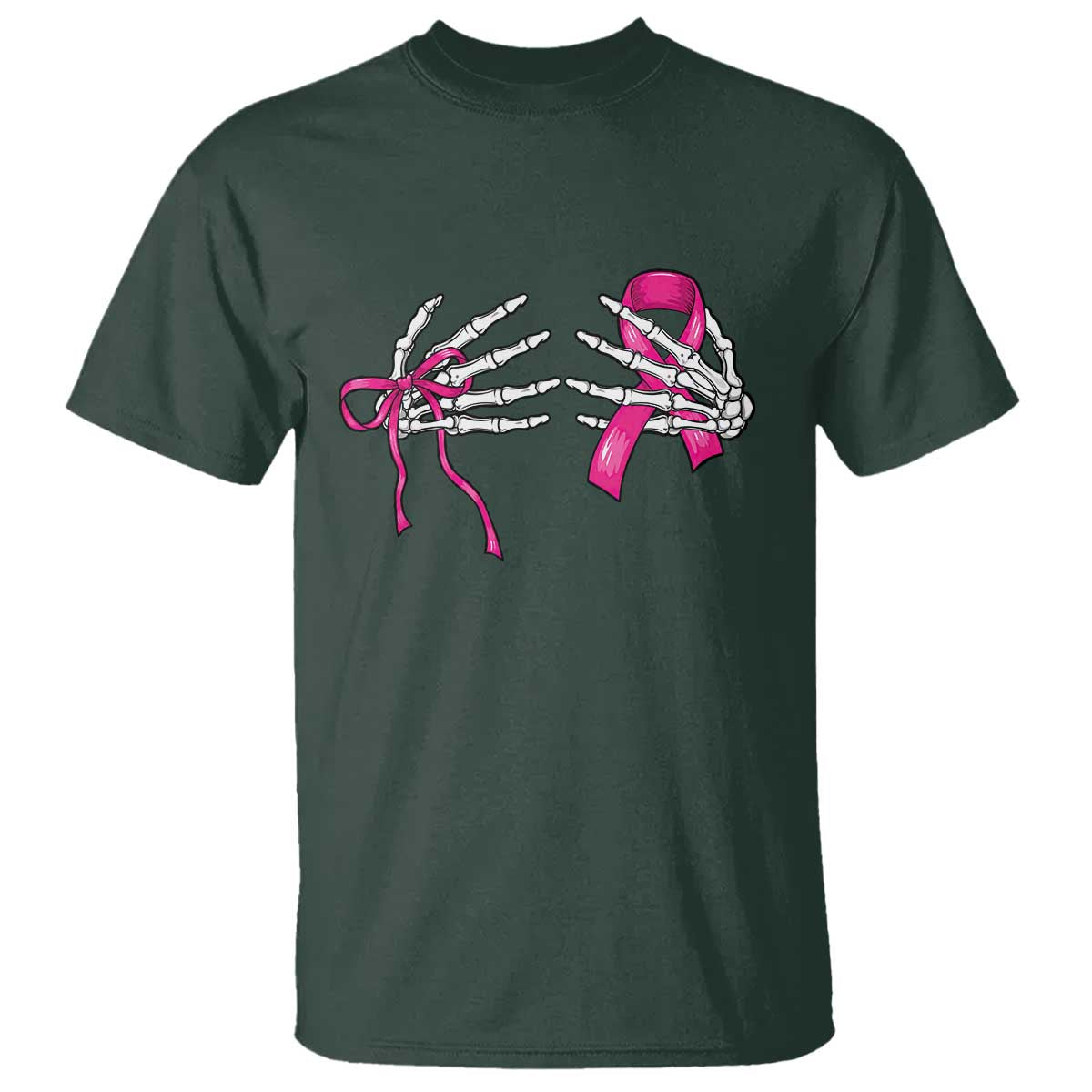 Skeleton Hands Pink Ribbon Bra Breast Cancer Fighter T Shirt Funny Halloween Spooky Pink Warrior
