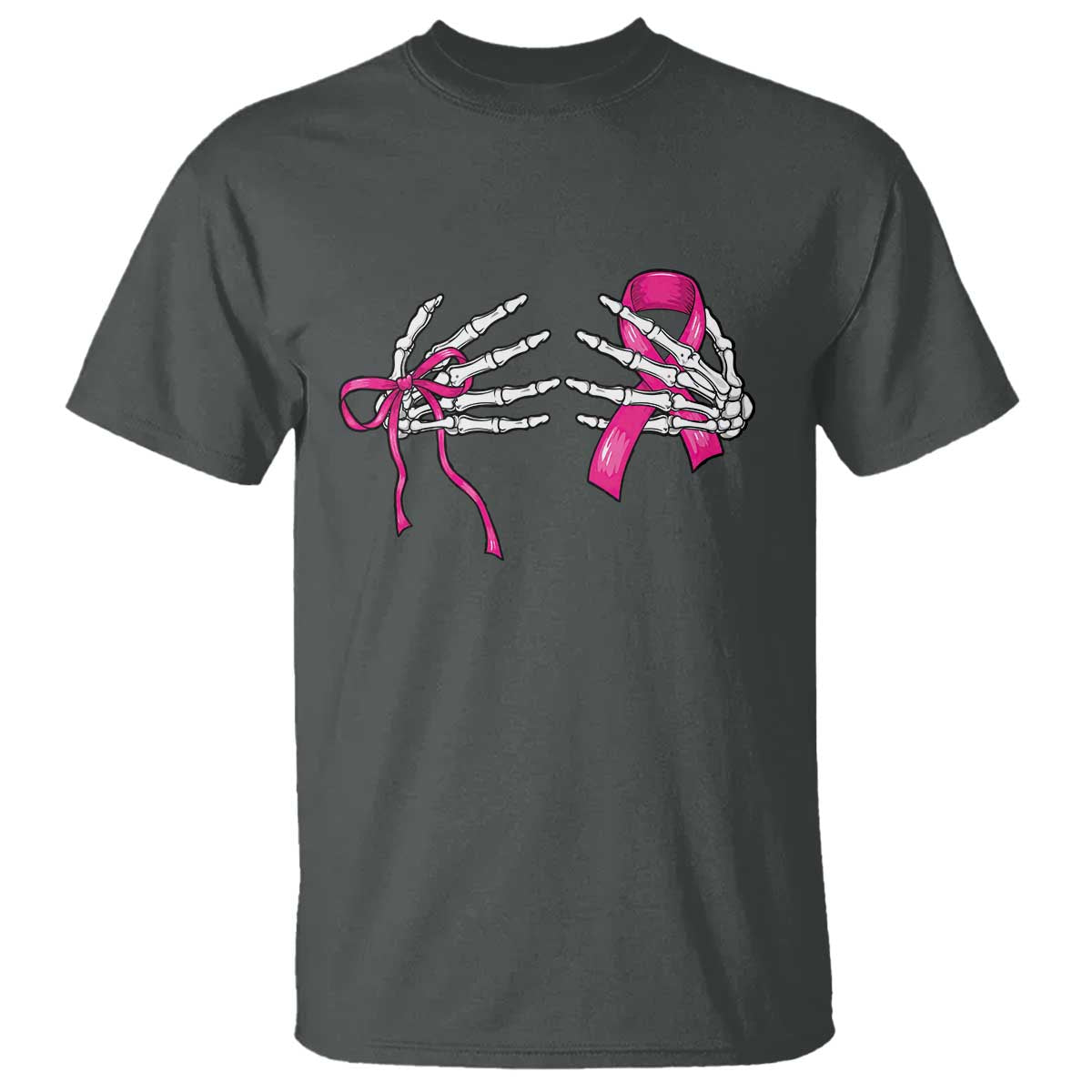 Skeleton Hands Pink Ribbon Bra Breast Cancer Fighter T Shirt Funny Halloween Spooky Pink Warrior