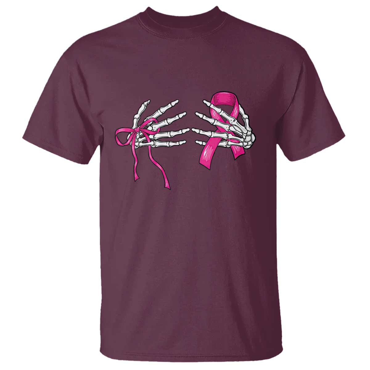 Skeleton Hands Pink Ribbon Bra Breast Cancer Fighter T Shirt Funny Halloween Spooky Pink Warrior