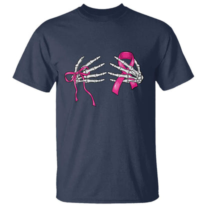 Skeleton Hands Pink Ribbon Bra Breast Cancer Fighter T Shirt Funny Halloween Spooky Pink Warrior
