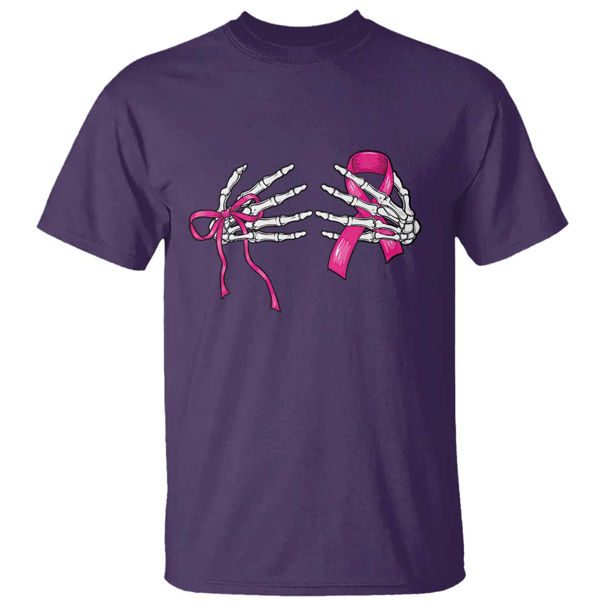Skeleton Hands Pink Ribbon Bra Breast Cancer Fighter T Shirt Funny Halloween Spooky Pink Warrior