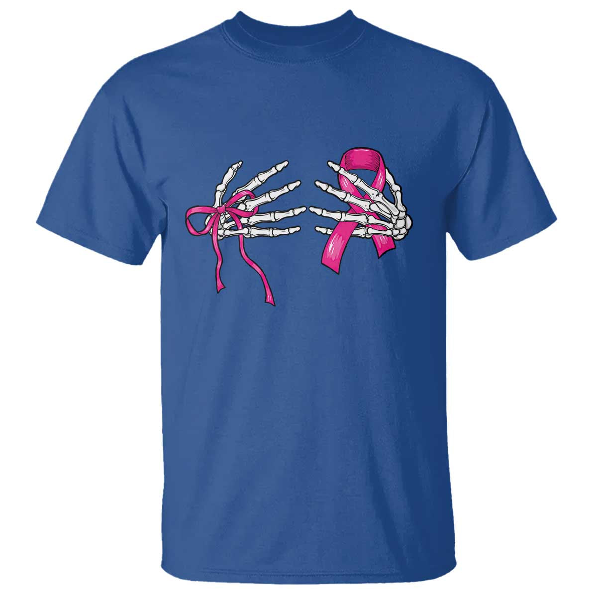 Skeleton Hands Pink Ribbon Bra Breast Cancer Fighter T Shirt Funny Halloween Spooky Pink Warrior