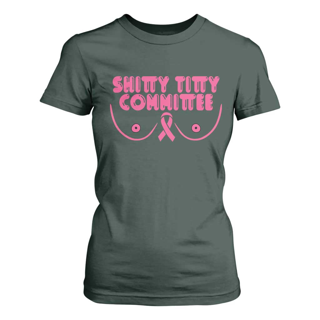 Funny Breast Cancer Fighter Shitty Titty Committee T Shirt For Women Mastectomy Reconstruction Surgery Survivor