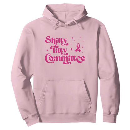 Shitty Titty Committee Retro Pink Ribbon Hoodie Funny Breast Cancer Support Mastectomy Survivor