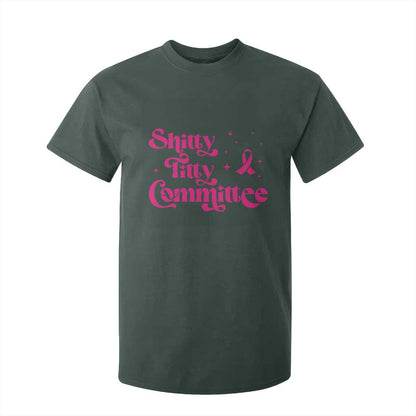 Shitty Titty Committee Retro Pink Ribbon T Shirt For Kid Funny Breast Cancer Support Mastectomy Survivor