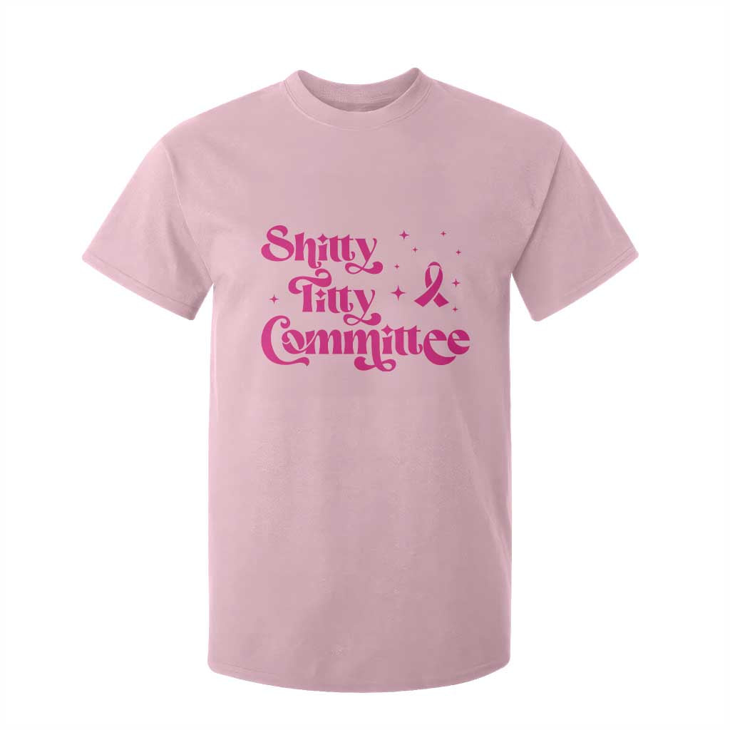 Shitty Titty Committee Retro Pink Ribbon T Shirt For Kid Funny Breast Cancer Support Mastectomy Survivor