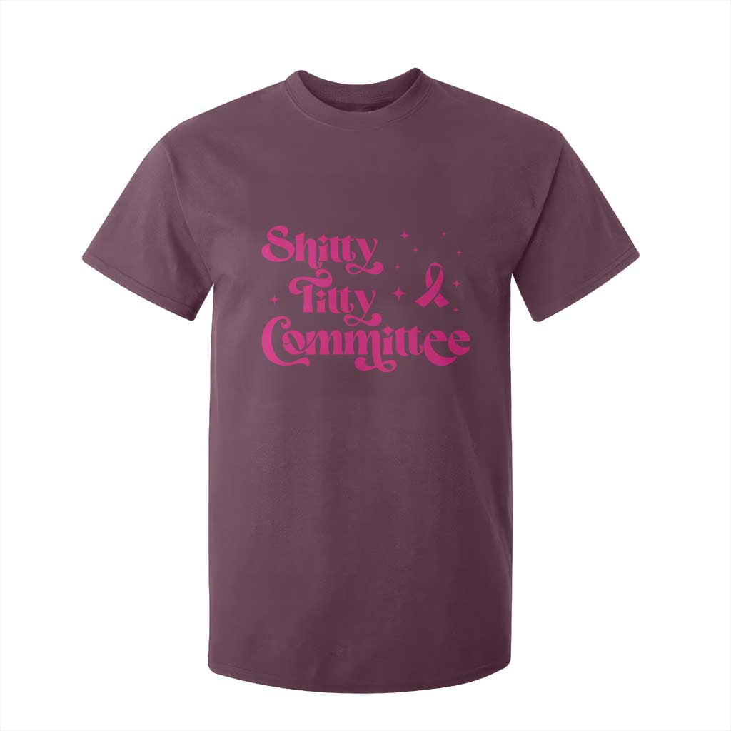 Shitty Titty Committee Retro Pink Ribbon T Shirt For Kid Funny Breast Cancer Support Mastectomy Survivor