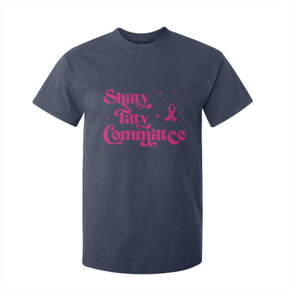 Shitty Titty Committee Retro Pink Ribbon T Shirt For Kid Funny Breast Cancer Support Mastectomy Survivor