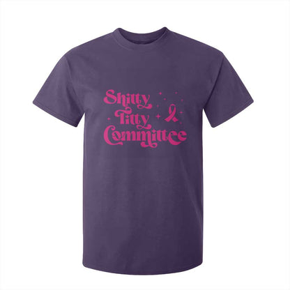 Shitty Titty Committee Retro Pink Ribbon T Shirt For Kid Funny Breast Cancer Support Mastectomy Survivor
