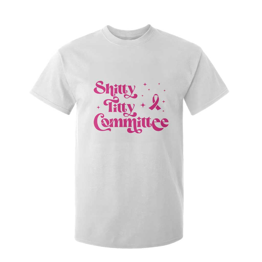 Shitty Titty Committee Retro Pink Ribbon T Shirt For Kid Funny Breast Cancer Support Mastectomy Survivor