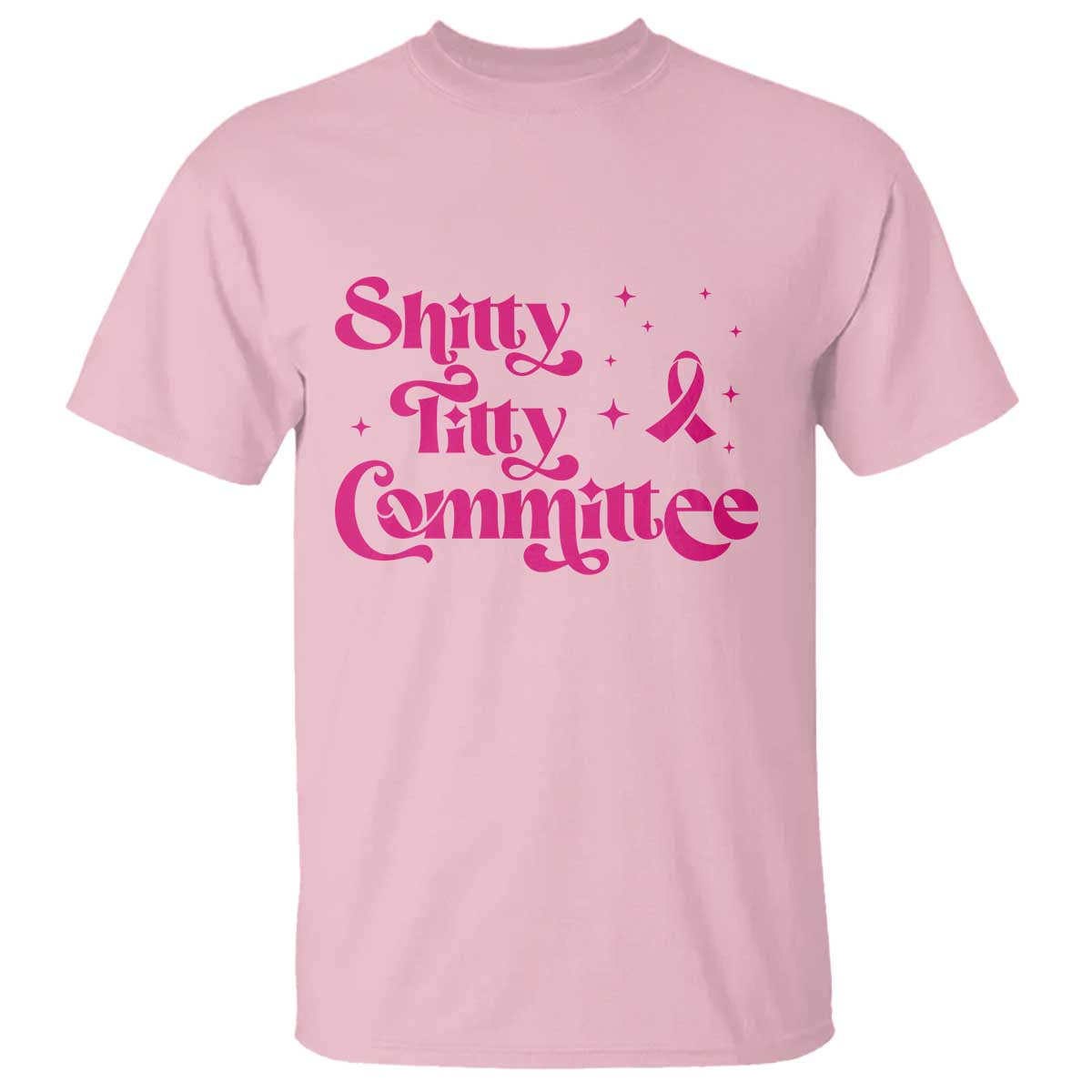 Shitty Titty Committee Retro Pink Ribbon T Shirt Funny Breast Cancer Support Mastectomy Survivor