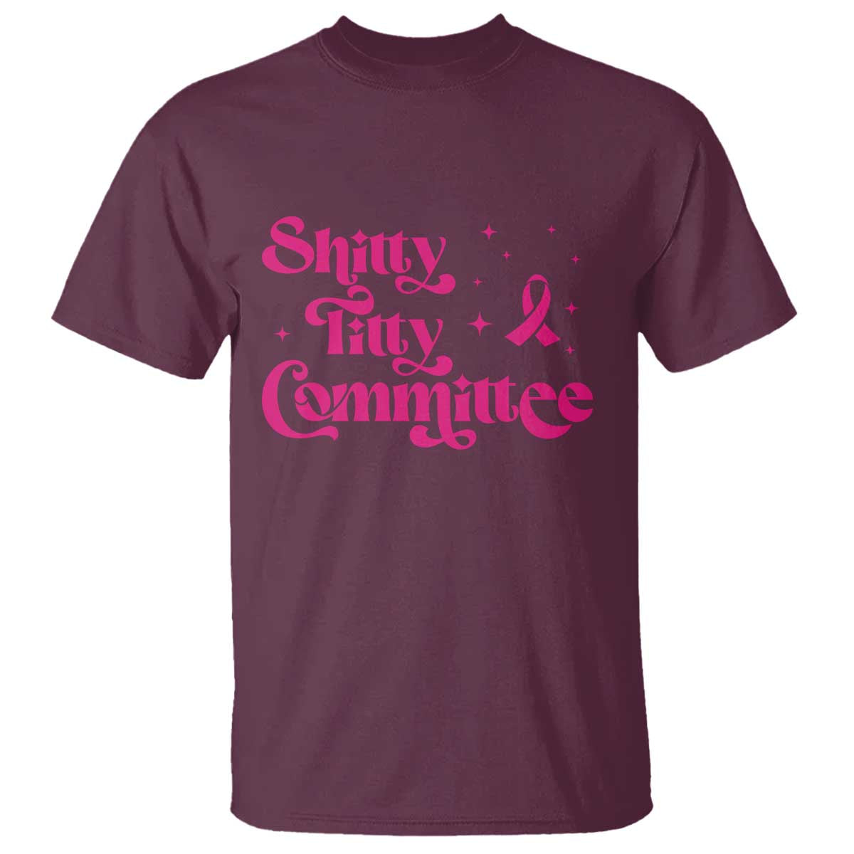 Shitty Titty Committee Retro Pink Ribbon T Shirt Funny Breast Cancer Support Mastectomy Survivor