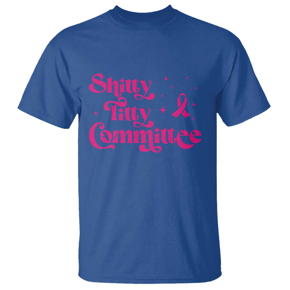Shitty Titty Committee Retro Pink Ribbon T Shirt Funny Breast Cancer Support Mastectomy Survivor