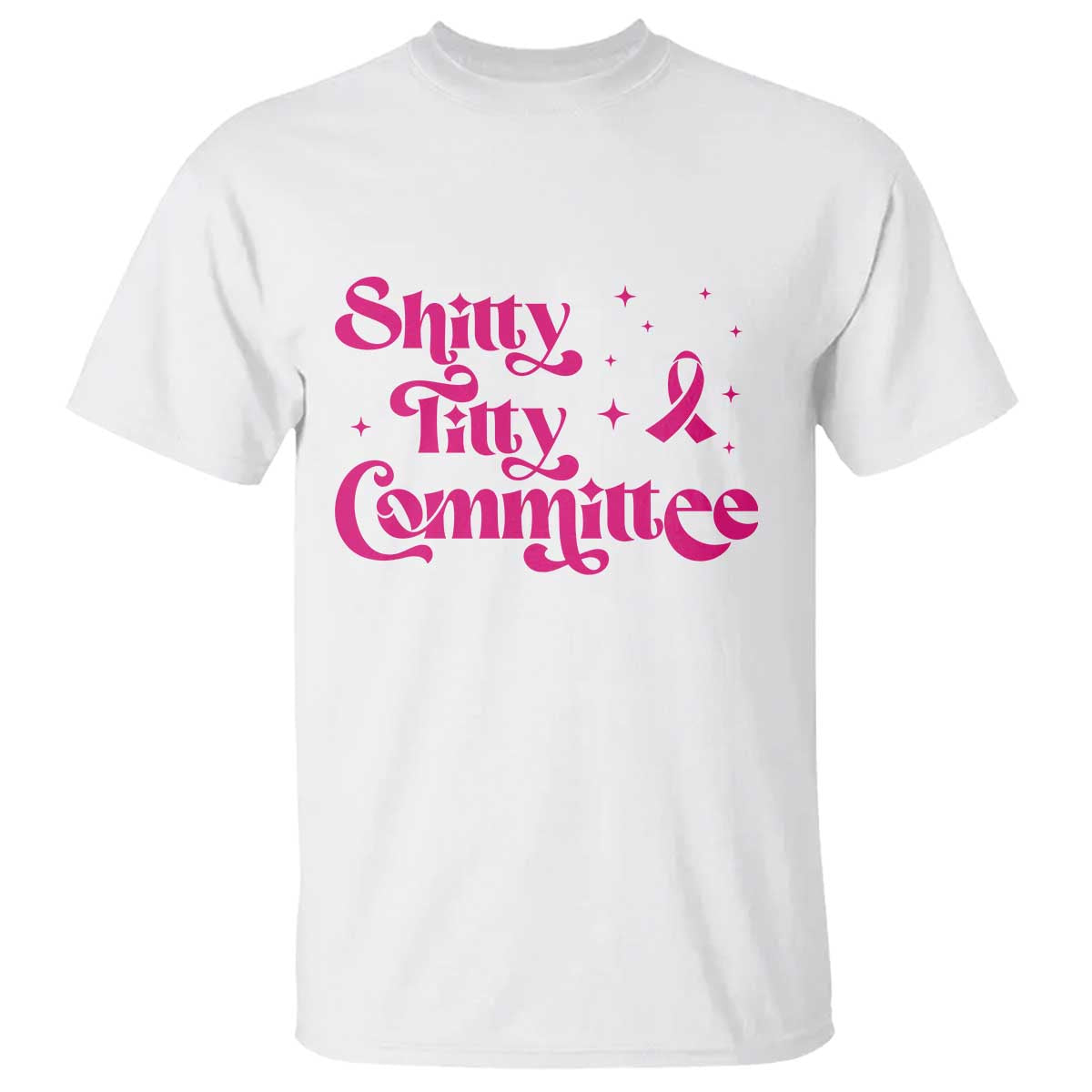Shitty Titty Committee Retro Pink Ribbon T Shirt Funny Breast Cancer Support Mastectomy Survivor