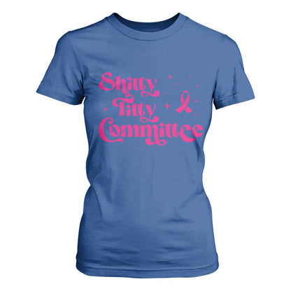 Shitty Titty Committee Retro Pink Ribbon T Shirt For Women Funny Breast Cancer Support Mastectomy Survivor