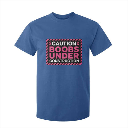 Funny Breast Cancer Surgery Mastectomy T Shirt For Kid Caution Boobs Under Construction Pink Ribbon Warrior
