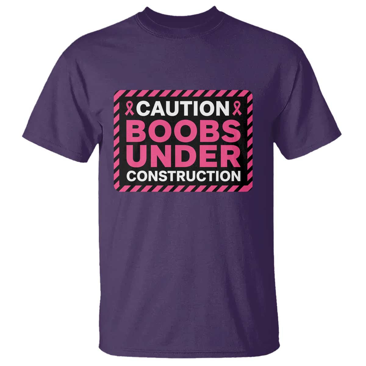 Funny Breast Cancer Surgery Mastectomy T Shirt Caution Boobs Under Construction Pink Ribbon Warrior