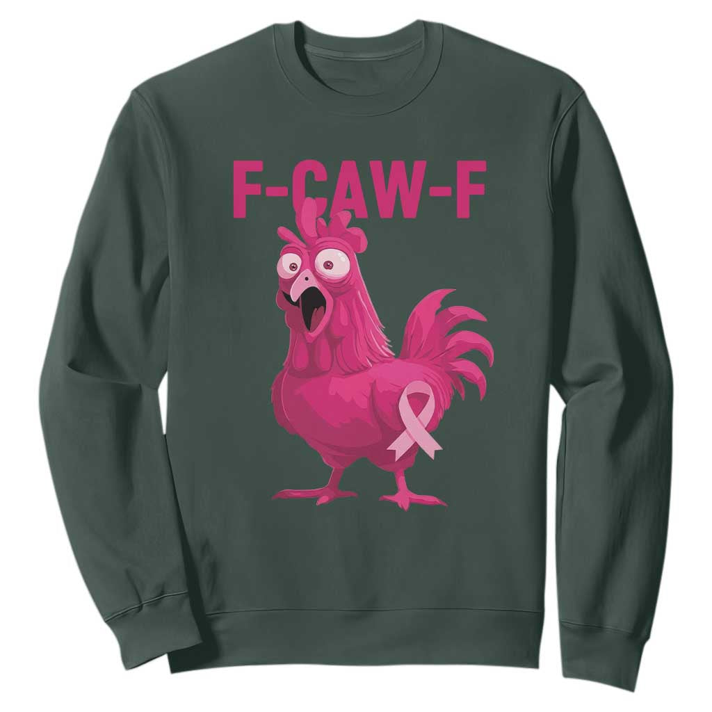 Fcawf Pink Chicken Ribbon Funny Breast Cancer Support Sweatshirt Sarcastic Survivor Humor