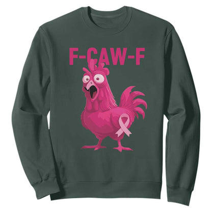 Fcawf Pink Chicken Ribbon Funny Breast Cancer Support Sweatshirt Sarcastic Survivor Humor