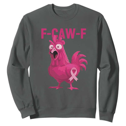 Fcawf Pink Chicken Ribbon Funny Breast Cancer Support Sweatshirt Sarcastic Survivor Humor