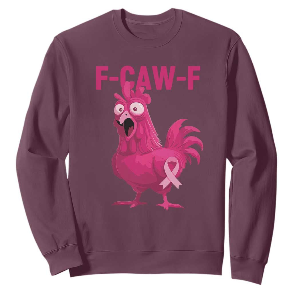 Fcawf Pink Chicken Ribbon Funny Breast Cancer Support Sweatshirt Sarcastic Survivor Humor