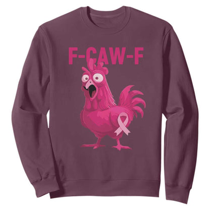 Fcawf Pink Chicken Ribbon Funny Breast Cancer Support Sweatshirt Sarcastic Survivor Humor