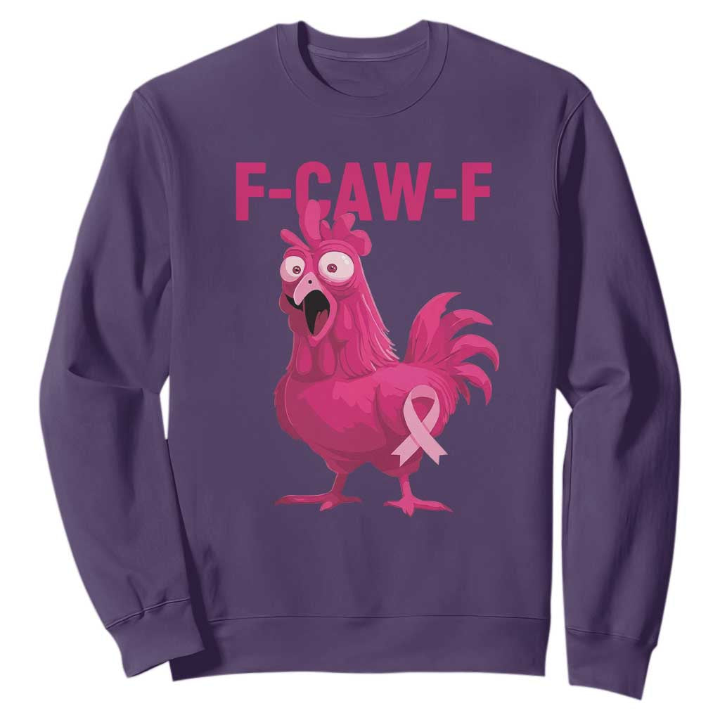 Fcawf Pink Chicken Ribbon Funny Breast Cancer Support Sweatshirt Sarcastic Survivor Humor