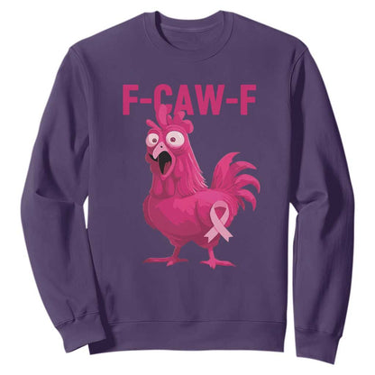 Fcawf Pink Chicken Ribbon Funny Breast Cancer Support Sweatshirt Sarcastic Survivor Humor
