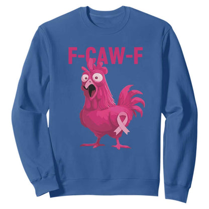 Fcawf Pink Chicken Ribbon Funny Breast Cancer Support Sweatshirt Sarcastic Survivor Humor
