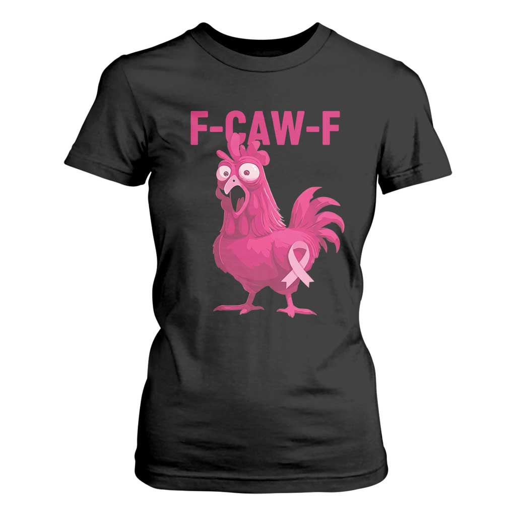 Fcawf Pink Chicken Ribbon Funny Breast Cancer Support T Shirt For Women Sarcastic Survivor Humor